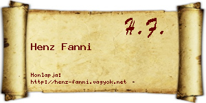 Henz Fanni névjegykártya